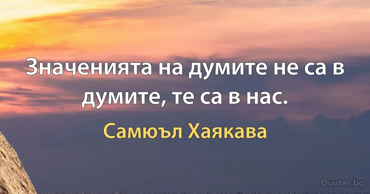 Значенията на думите не са в думите, те са в нас. (Самюъл Хаякава)