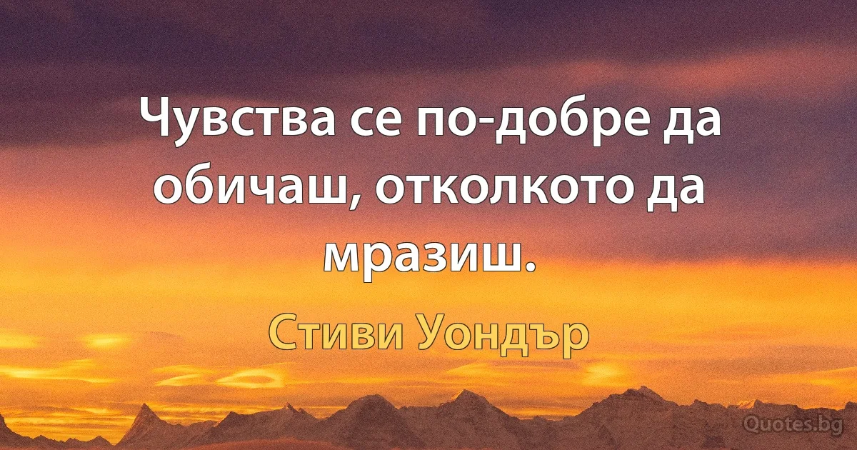 Чувства се по-добре да обичаш, отколкото да мразиш. (Стиви Уондър)