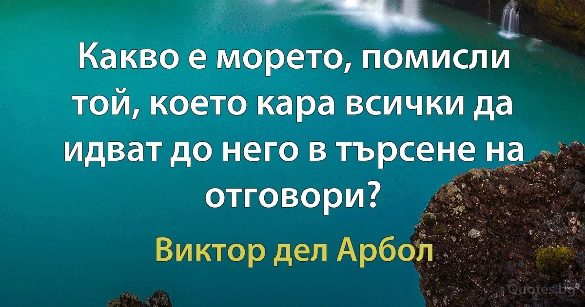 Какво е морето, помисли той, което кара всички да идват до него в търсене на отговори? (Виктор дел Арбол)