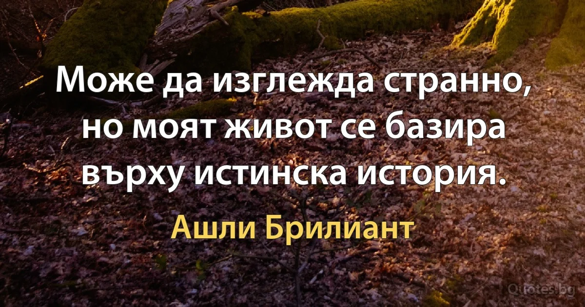 Може да изглежда странно, но моят живот се базира върху истинска история. (Ашли Брилиант)