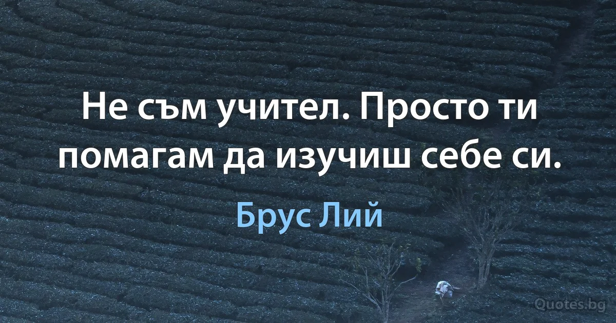 Не съм учител. Просто ти помагам да изучиш себе си. (Брус Лий)