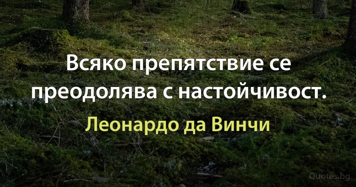 Всяко препятствие се преодолява с настойчивост. (Леонардо да Винчи)