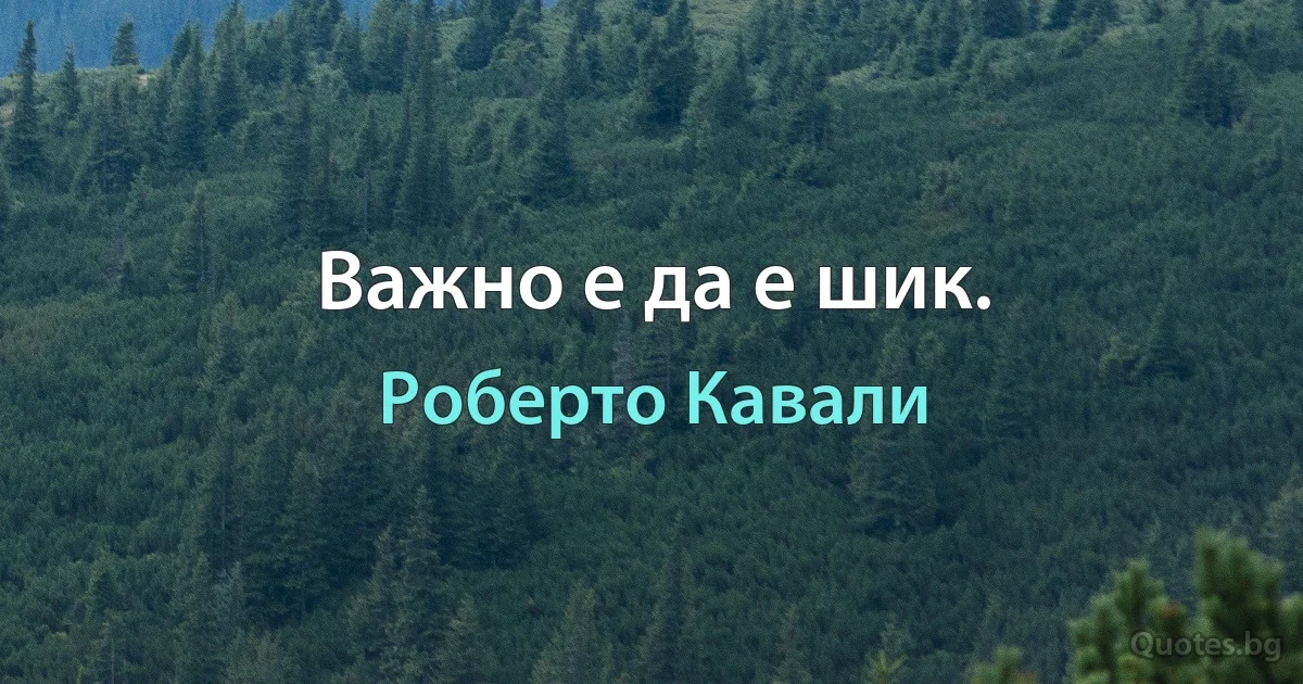 Важно е да е шик. (Роберто Кавали)