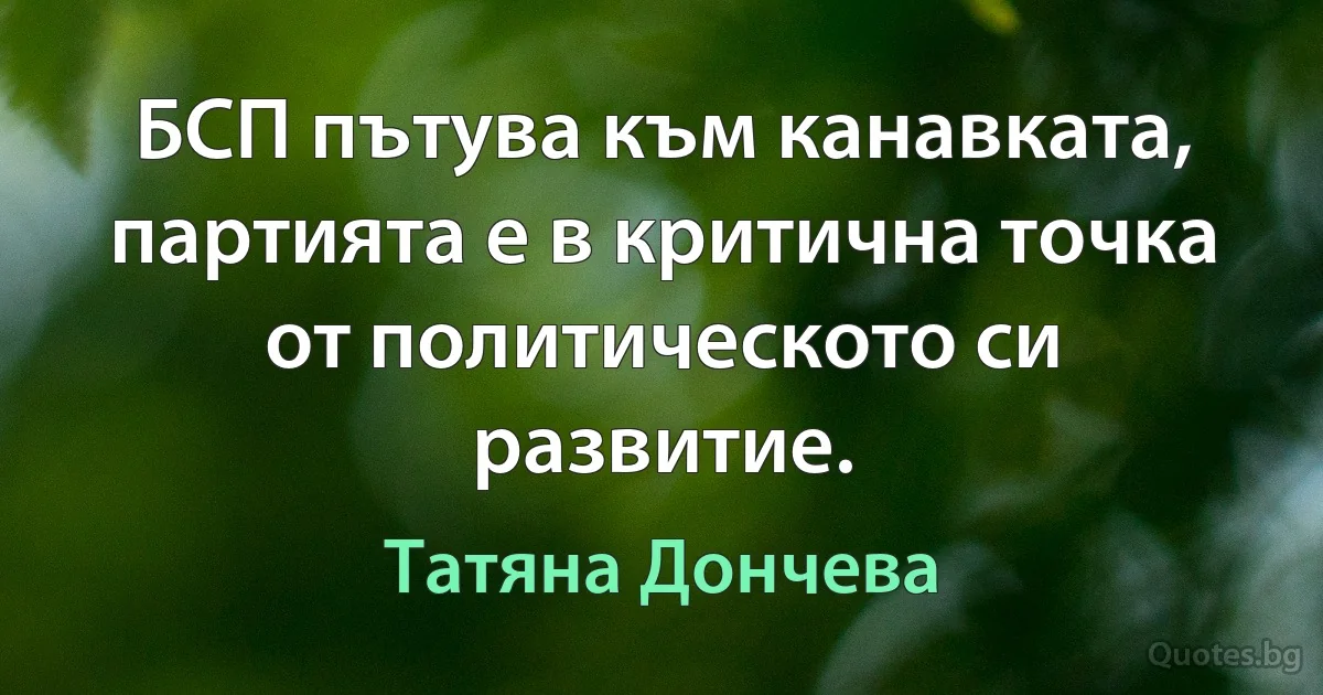 БСП пътува към канавката, партията е в критична точка от политическото си развитие. (Татяна Дончева)