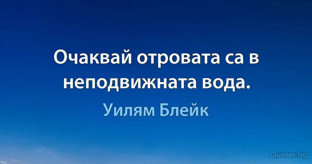 Очаквай отровата са в неподвижната вода. (Уилям Блейк)