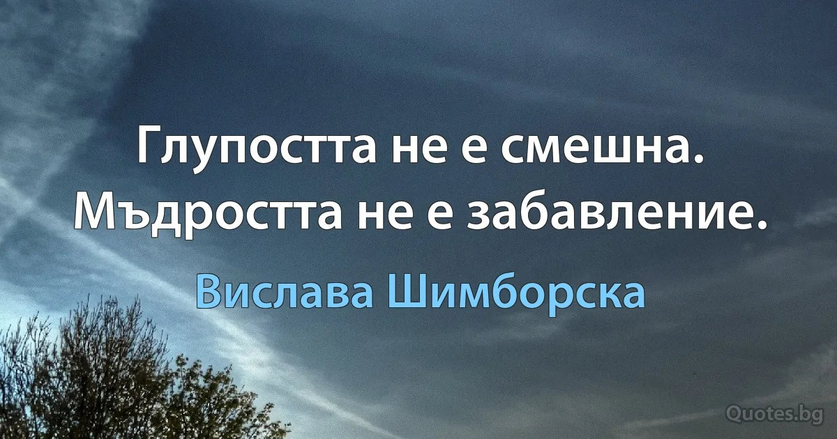 Глупостта не е смешна. Мъдростта не е забавление. (Вислава Шимборска)