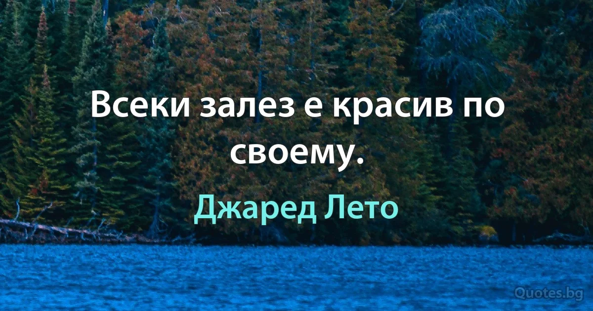 Всеки залез е красив по своему. (Джаред Лето)