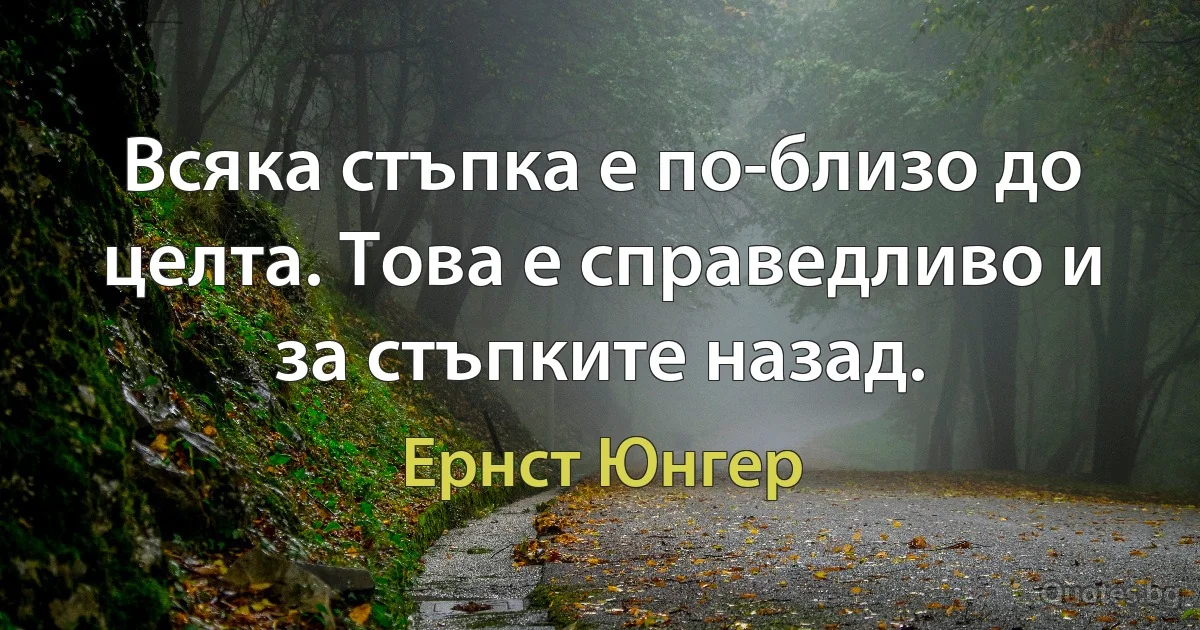 Всяка стъпка е по-близо до целта. Това е справедливо и за стъпките назад. (Ернст Юнгер)