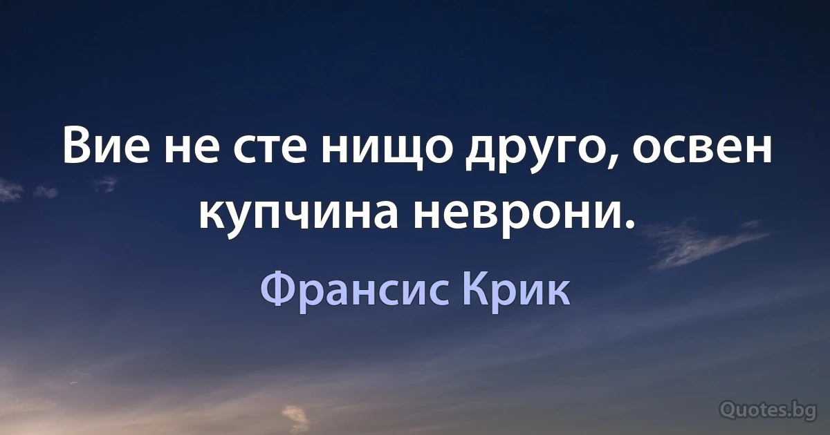 Вие не сте нищо друго, освен купчина неврони. (Франсис Крик)