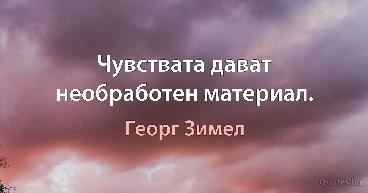 Чувствата дават необработен материал. (Георг Зимел)