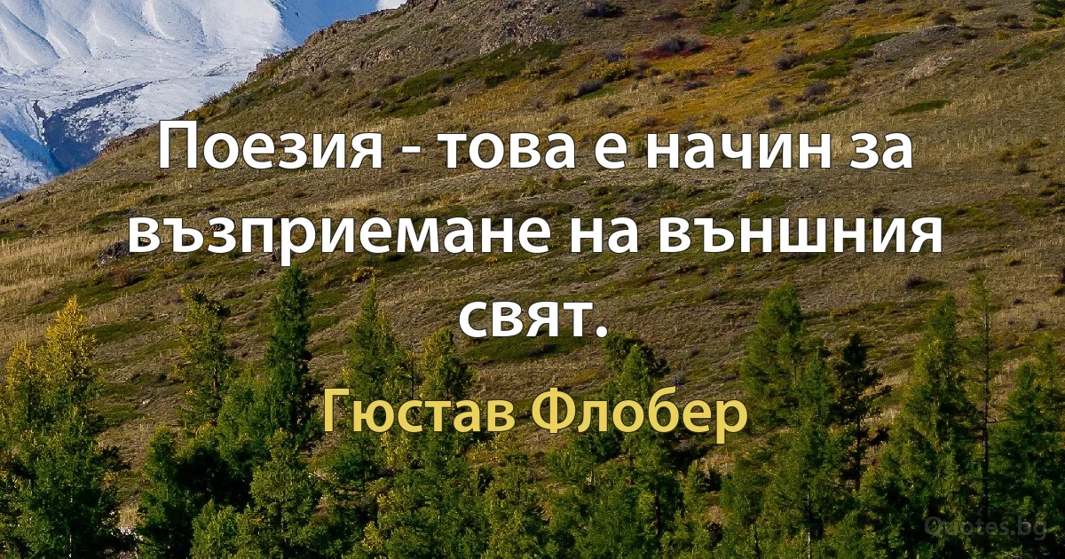 Поезия - това е начин за възприемане на външния свят. (Гюстав Флобер)