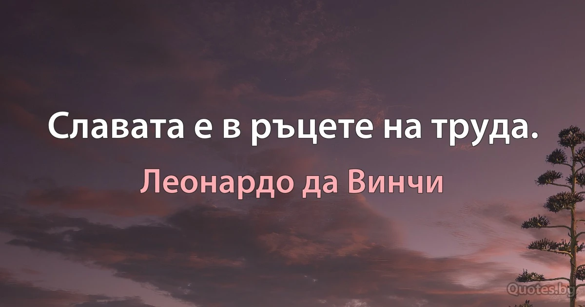 Славата е в ръцете на труда. (Леонардо да Винчи)