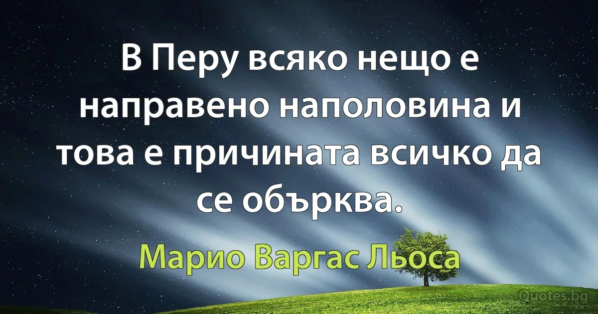 В Перу всяко нещо е направено наполовина и това е причината всичко да се обърква. (Марио Варгас Льоса)