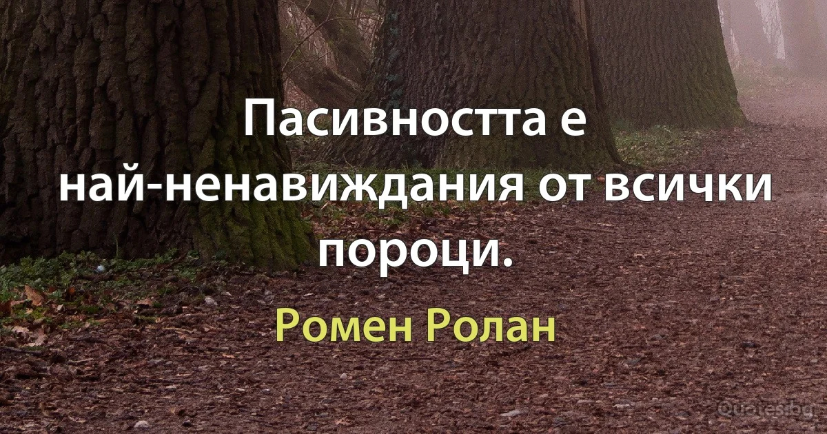 Пасивността е най-ненавиждания от всички пороци. (Ромен Ролан)