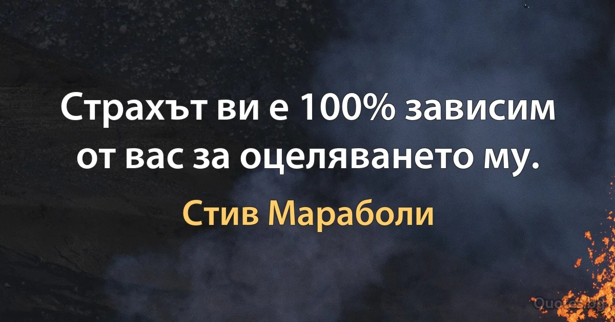 Страхът ви е 100% зависим от вас за оцеляването му. (Стив Мараболи)