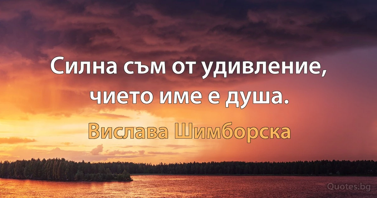 Силна съм от удивление, чието име е душа. (Вислава Шимборска)