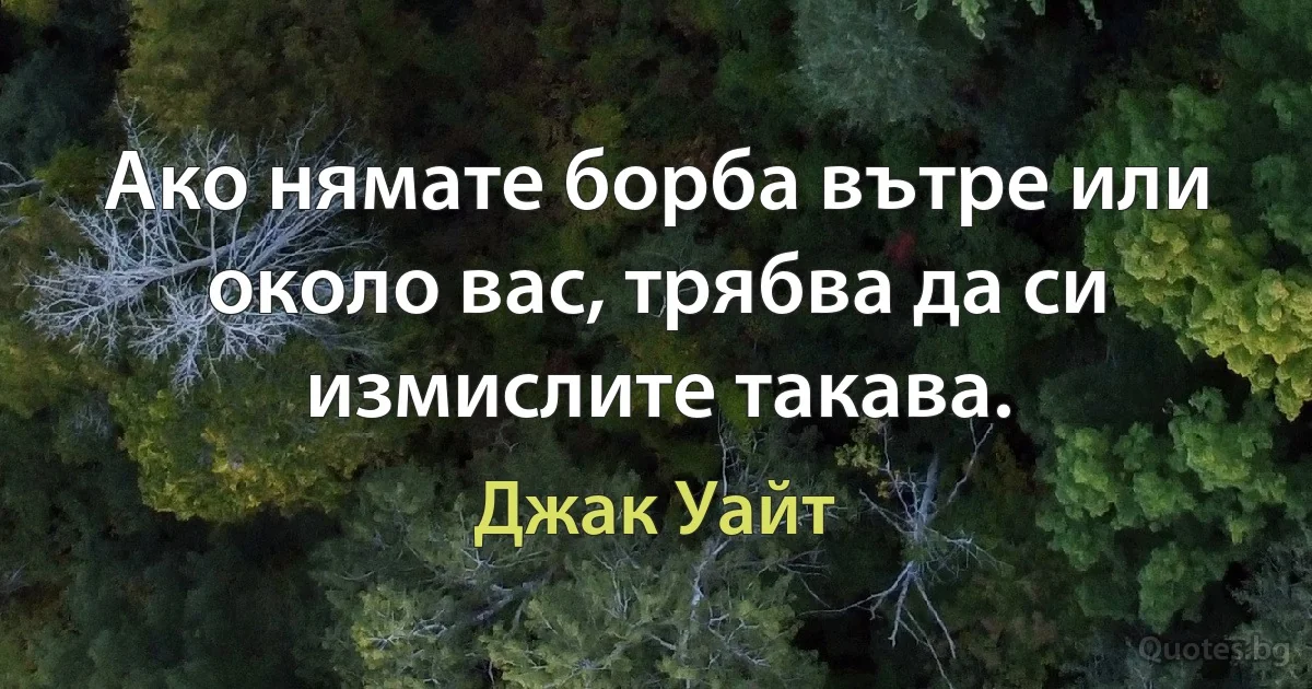 Ако нямате борба вътре или около вас, трябва да си измислите такава. (Джак Уайт)