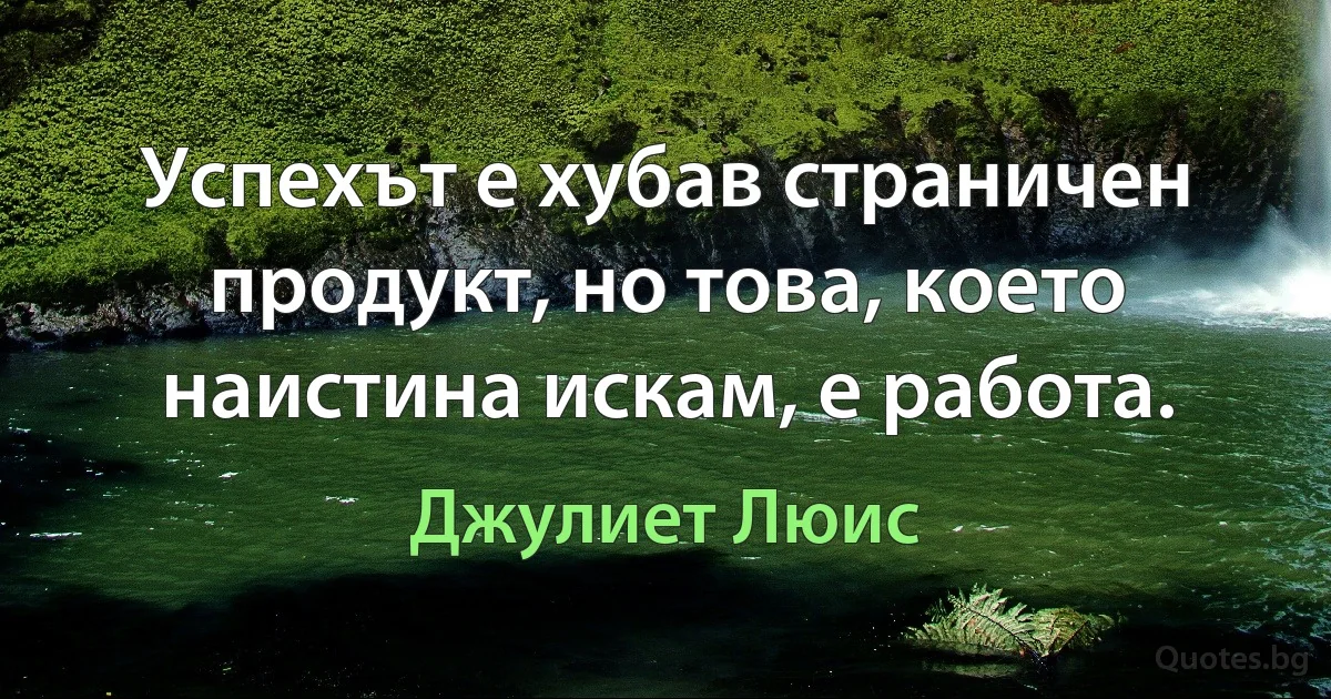 Успехът е хубав страничен продукт, но това, което наистина искам, е работа. (Джулиет Люис)