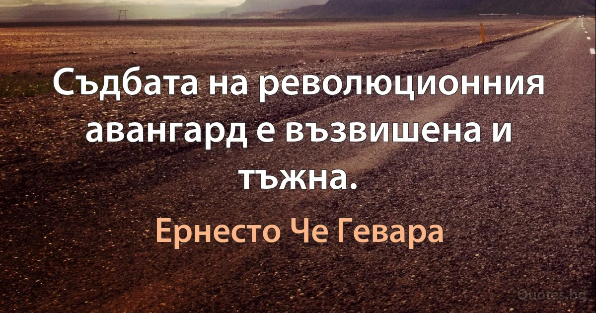 Съдбата на революционния авангард е възвишена и тъжна. (Ернесто Че Гевара)