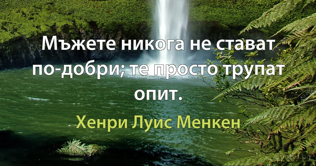 Мъжете никога не стават по-добри; те просто трупат опит. (Хенри Луис Менкен)