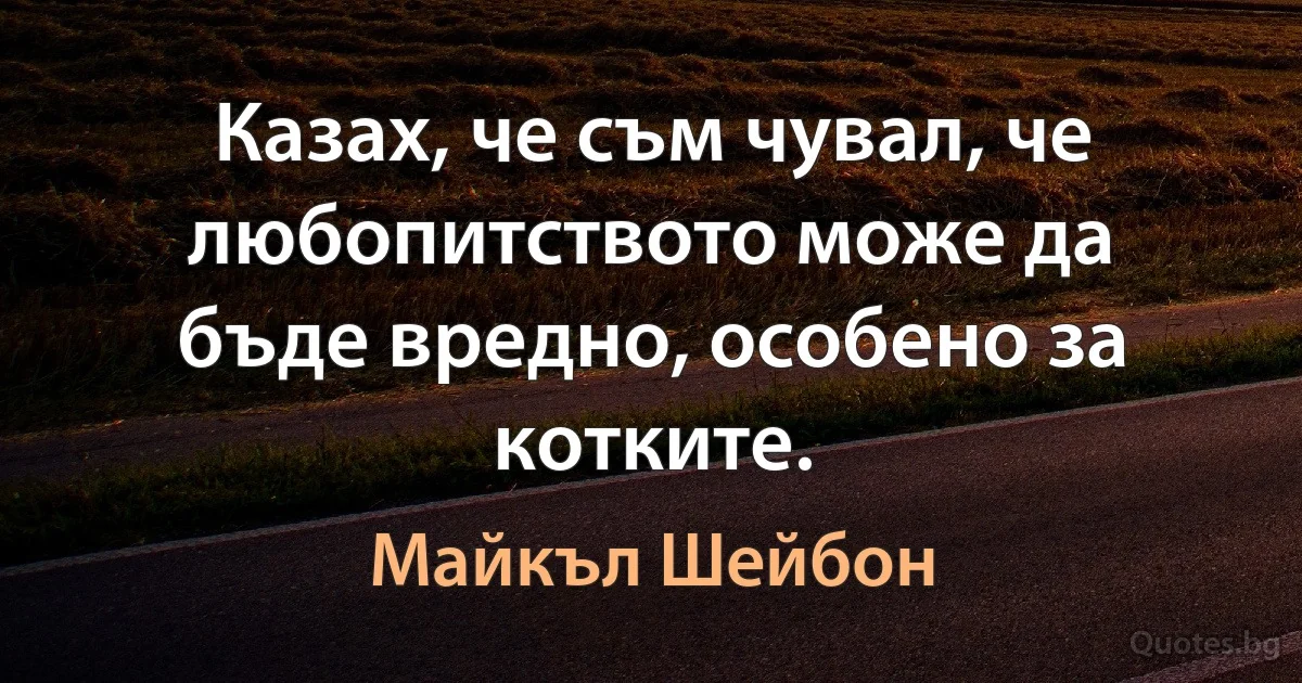 Казах, че съм чувал, че любопитството може да бъде вредно, особено за котките. (Майкъл Шейбон)