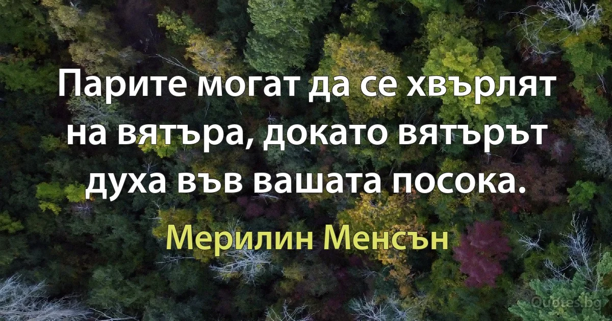 Парите могат да се хвърлят на вятъра, докато вятърът духа във вашата посока. (Мерилин Менсън)