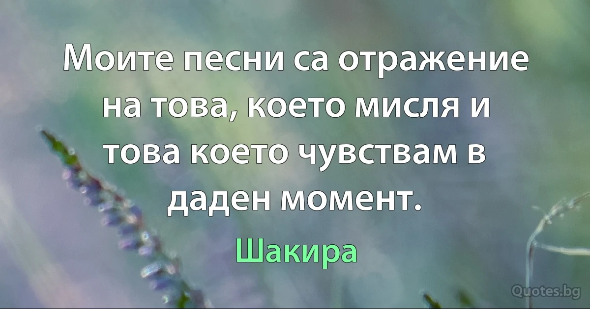 Моите песни са отражение на това, което мисля и това което чувствам в даден момент. (Шакира)