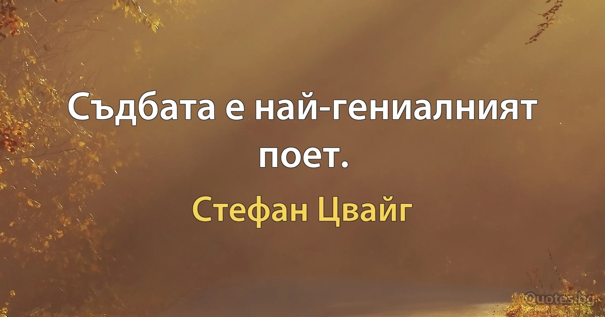 Съдбата е най-гениалният поет. (Стефан Цвайг)