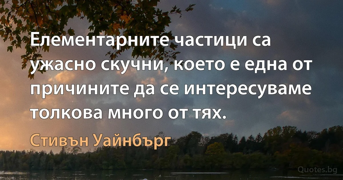 Елементарните частици са ужасно скучни, което е една от причините да се интересуваме толкова много от тях. (Стивън Уайнбърг)