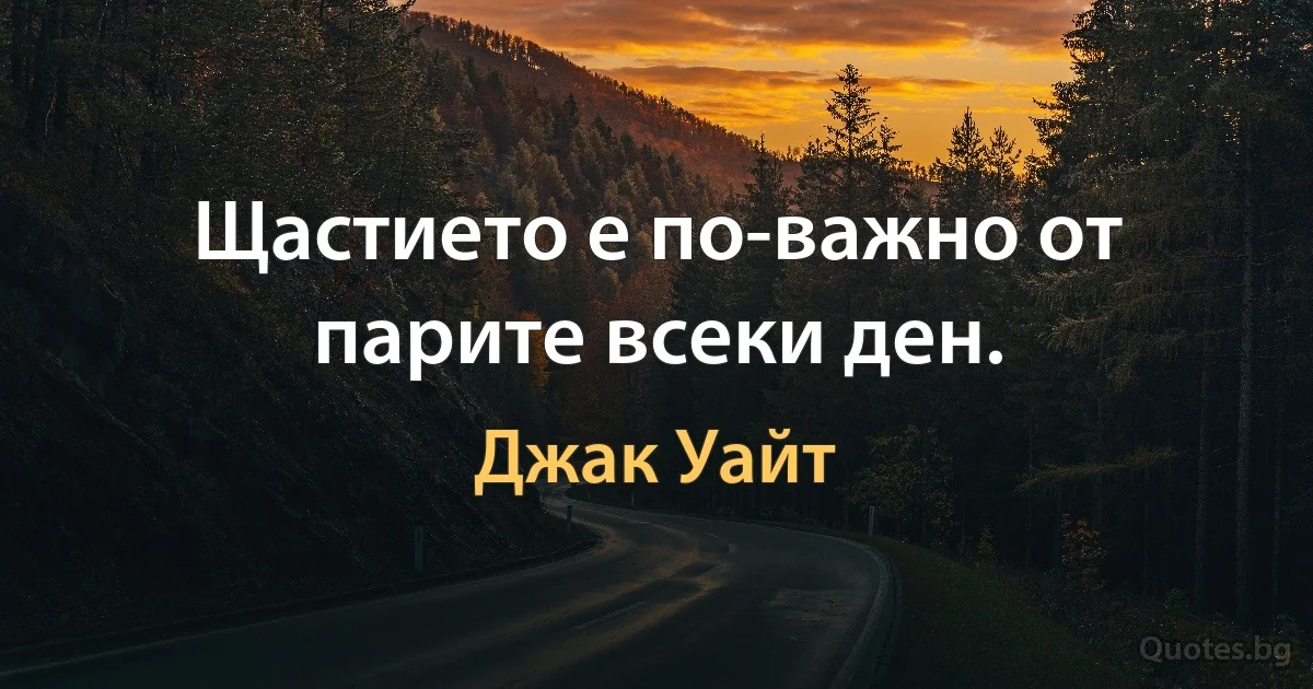 Щастието е по-важно от парите всеки ден. (Джак Уайт)