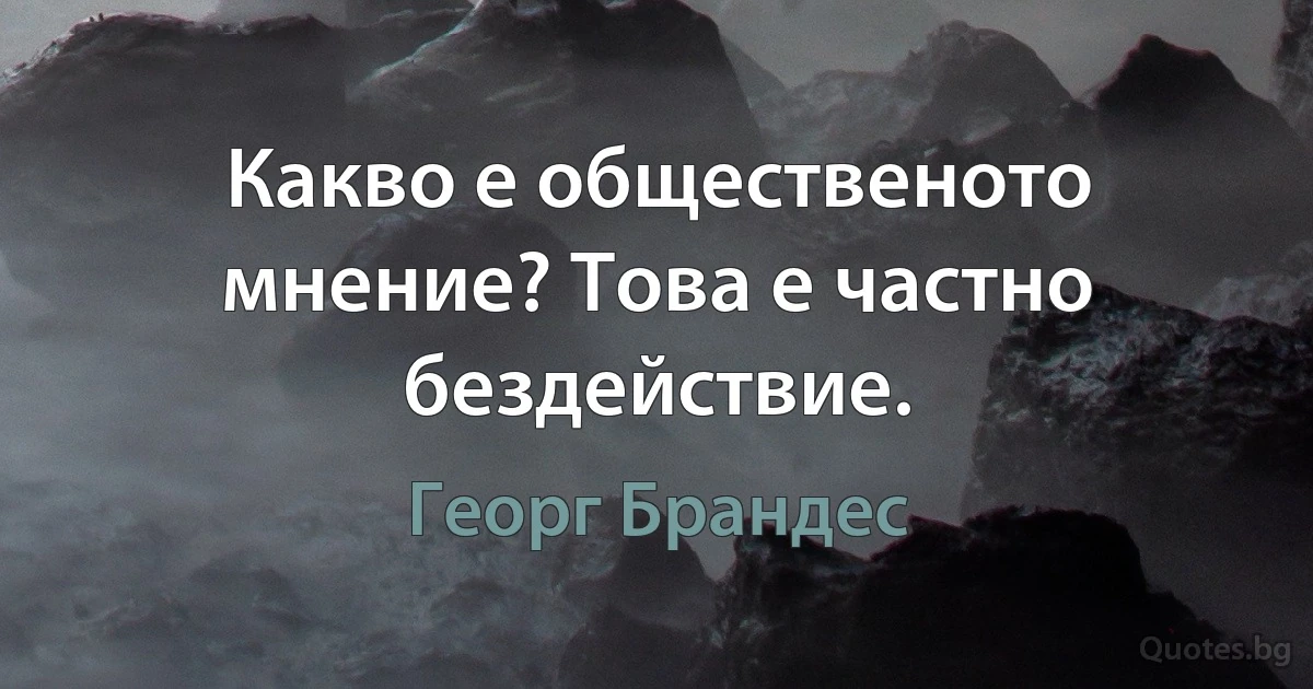 Какво е общественото мнение? Това е частно бездействие. (Георг Брандес)