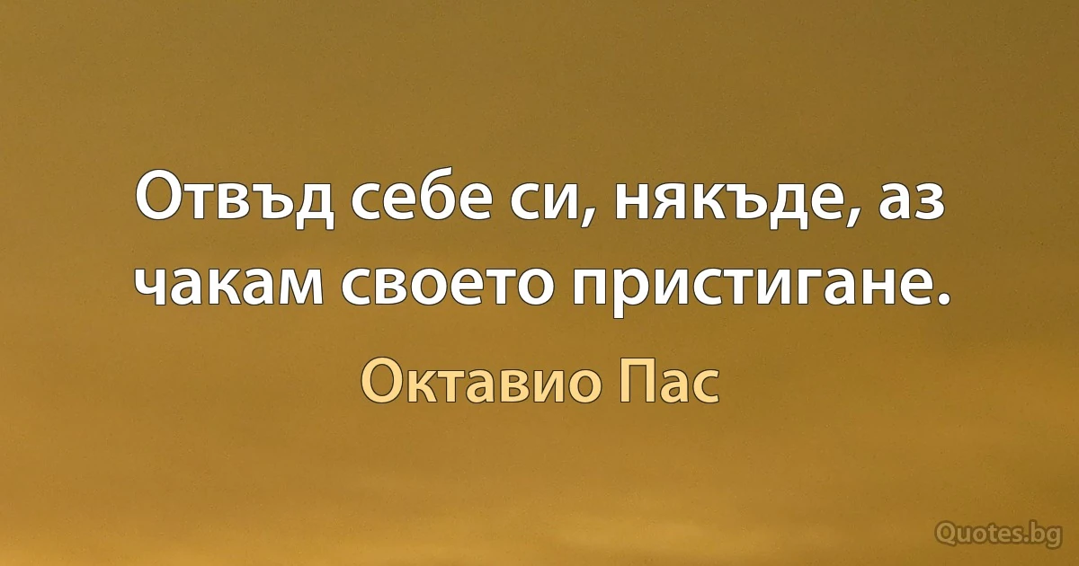 Отвъд себе си, някъде, аз чакам своето пристигане. (Октавио Пас)