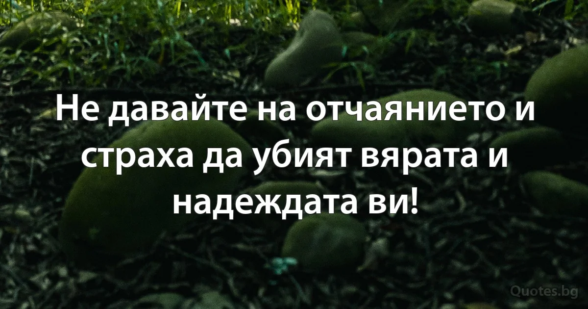 Не давайте на отчаянието и страха да убият вярата и надеждата ви! (INZ BG)