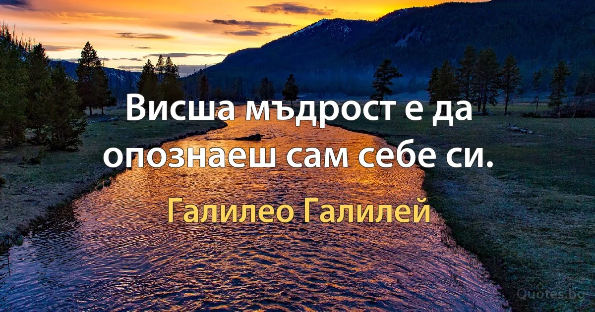 Висша мъдрост е да опознаеш сам себе си. (Галилео Галилей)