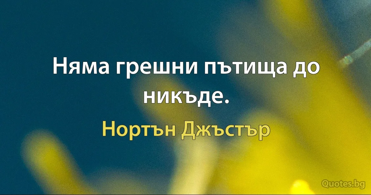 Няма грешни пътища до никъде. (Нортън Джъстър)