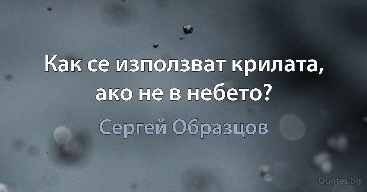 Как се използват крилата, ако не в небето? (Сергей Образцов)