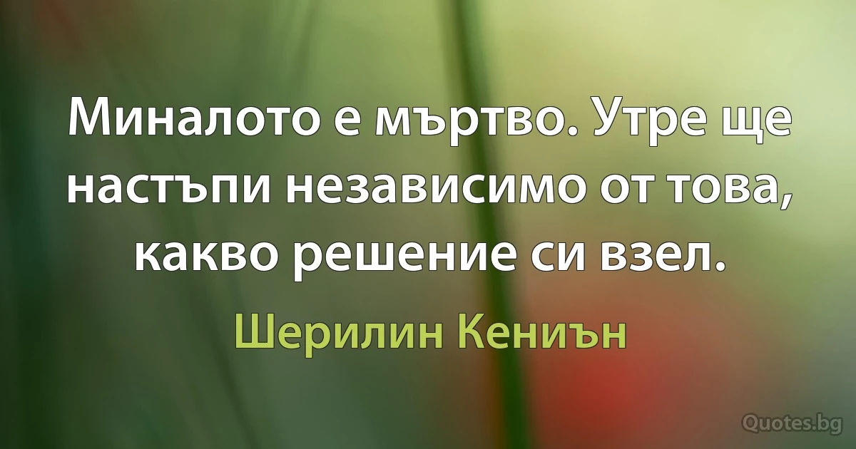 Миналото е мъртво. Утре ще настъпи независимо от това, какво решение си взел. (Шерилин Кениън)