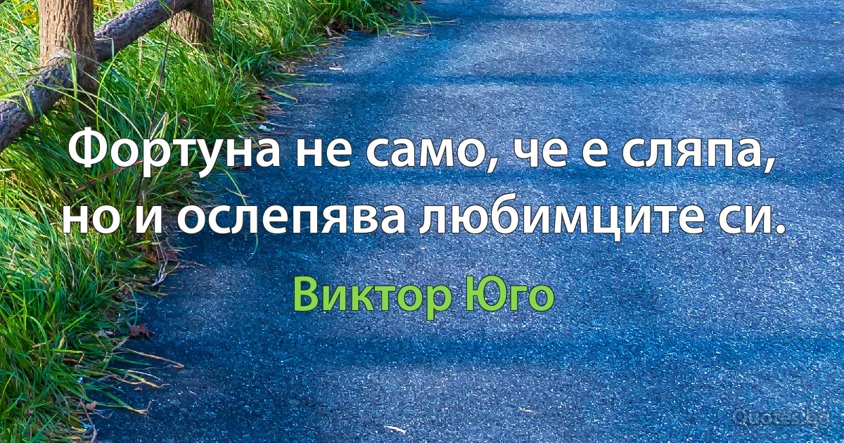 Фортуна не само, че е сляпа, но и ослепява любимците си. (Виктор Юго)