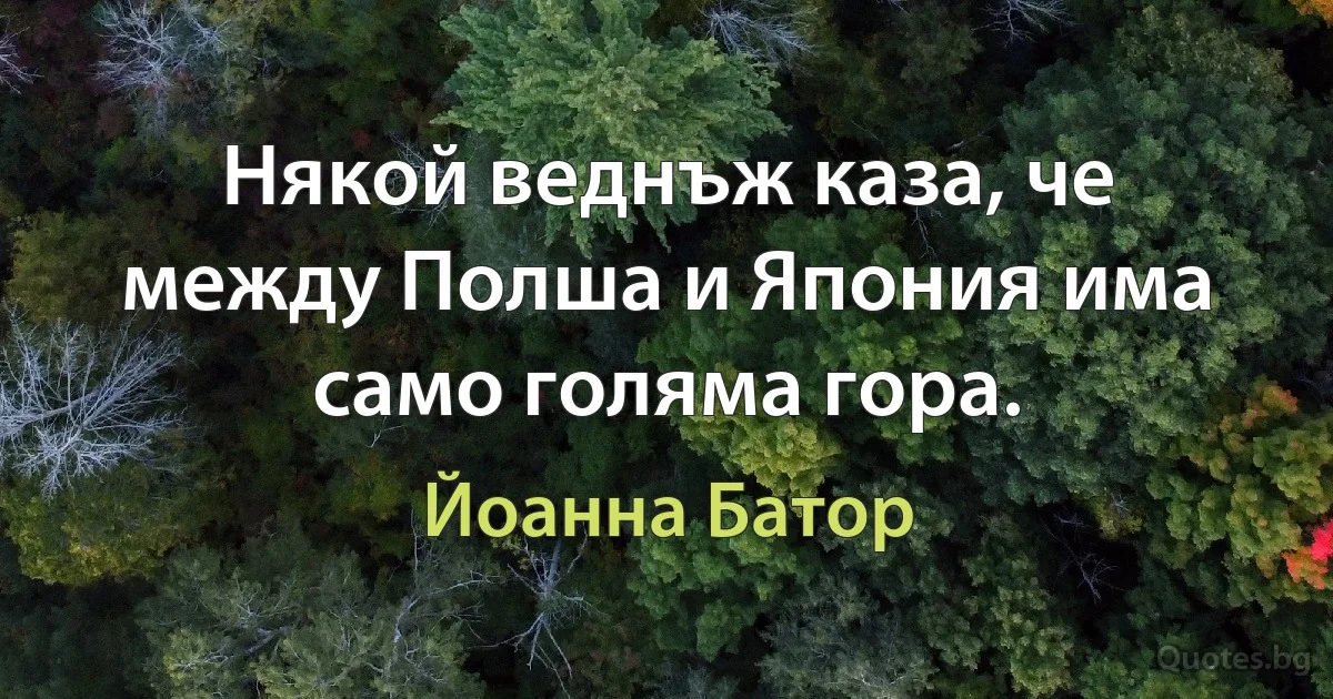 Някой веднъж каза, че между Полша и Япония има само голяма гора. (Йоанна Батор)