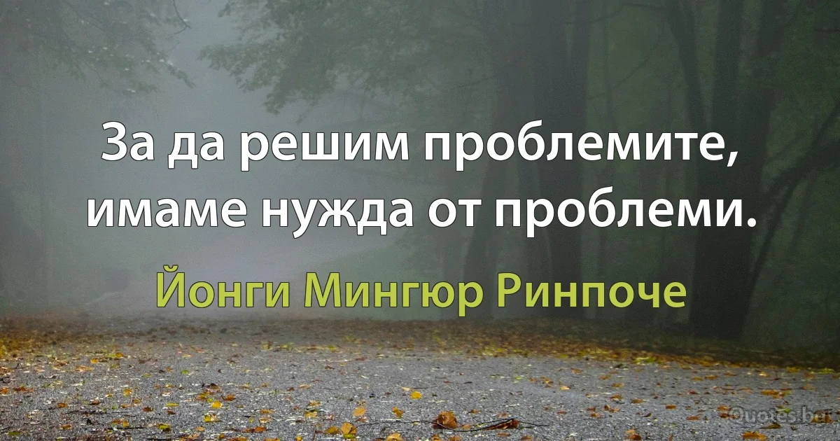 За да решим проблемите, имаме нужда от проблеми. (Йонги Мингюр Ринпоче)