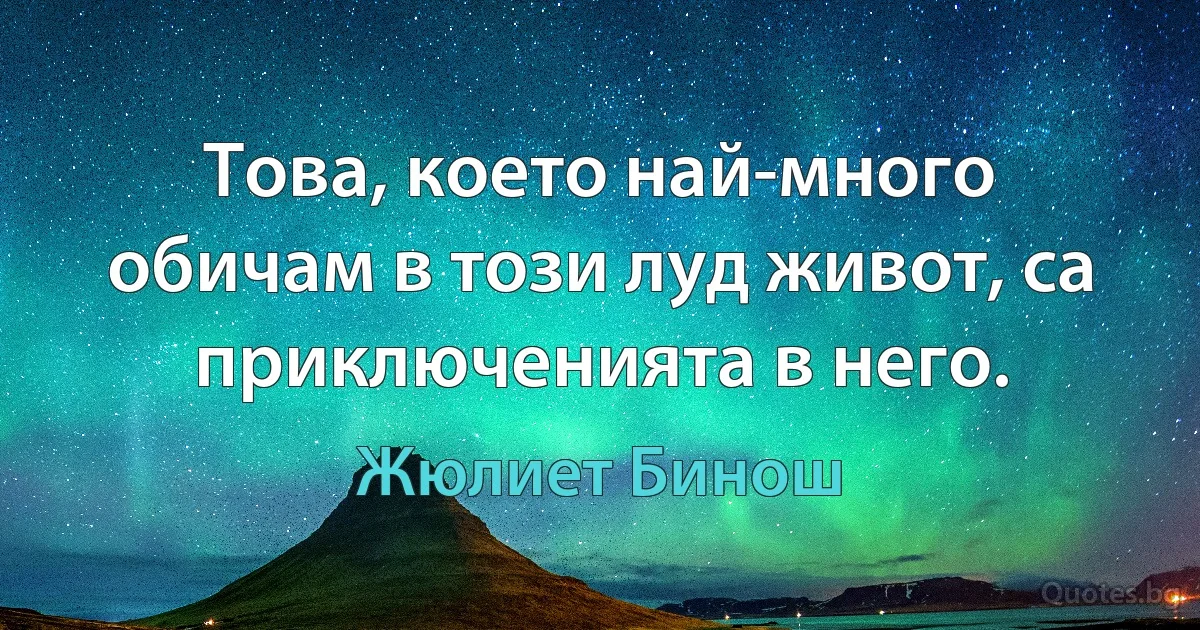 Това, което най-много обичам в този луд живот, са приключенията в него. (Жюлиет Бинош)