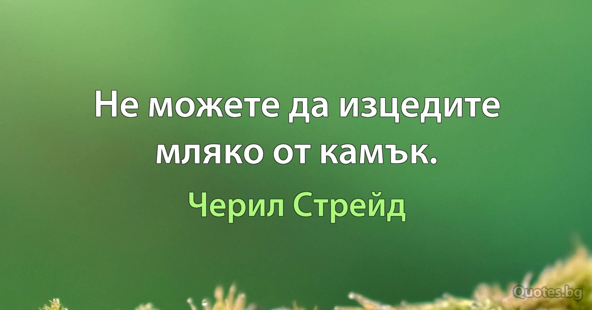 Не можете да изцедите мляко от камък. (Черил Стрейд)