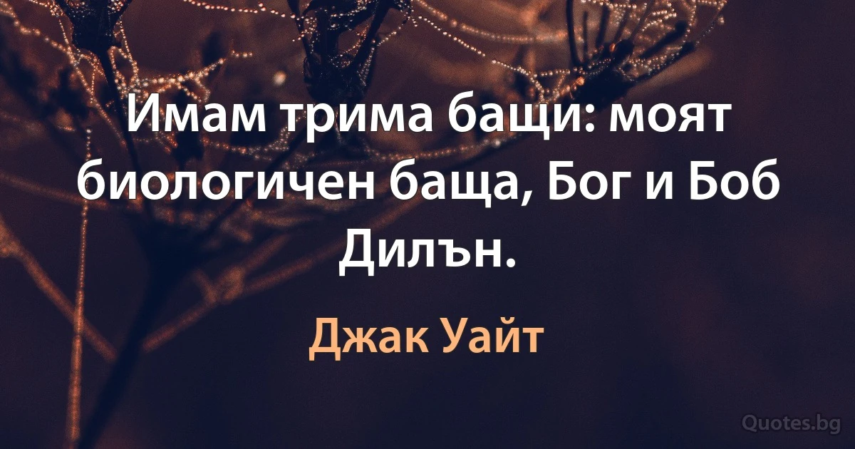 Имам трима бащи: моят биологичен баща, Бог и Боб Дилън. (Джак Уайт)