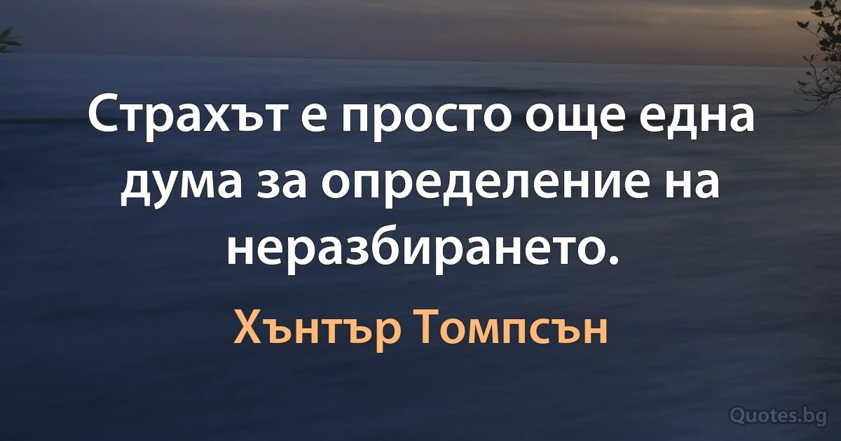 Страхът е просто още една дума за определение на неразбирането. (Хънтър Томпсън)