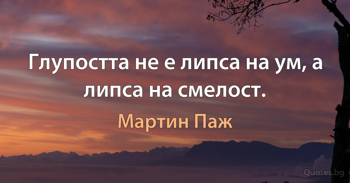 Глупостта не е липса на ум, а липса на смелост. (Мартин Паж)