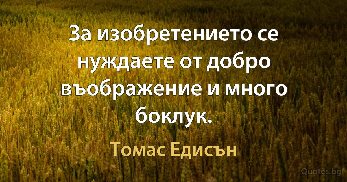 За изобретението се нуждаете от добро въображение и много боклук. (Томас Едисън)