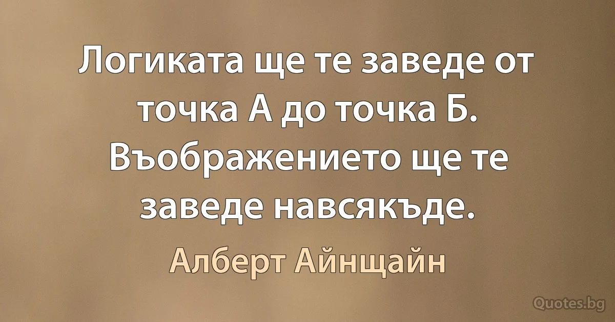 Логиката ще те заведе от точка А до точка Б. Въображението ще те заведе навсякъде. (Алберт Айнщайн)