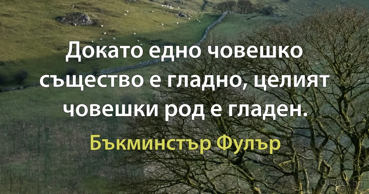 Докато едно човешко същество е гладно, целият човешки род е гладен. (Бъкминстър Фулър)