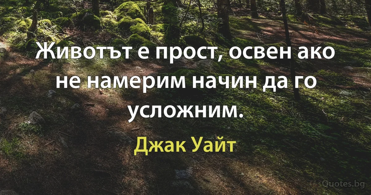 Животът е прост, освен ако не намерим начин да го усложним. (Джак Уайт)