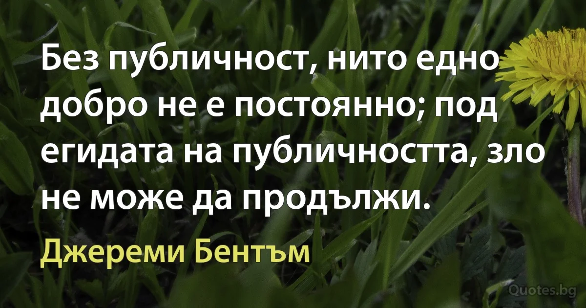 Без публичност, нито едно добро не е постоянно; под егидата на публичността, зло не може да продължи. (Джереми Бентъм)